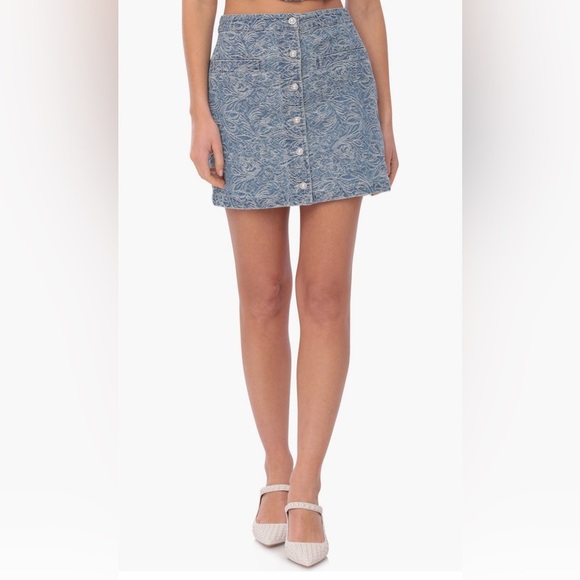 Avec Les Filles Denim Mini Skirt - Picture 3 of 9